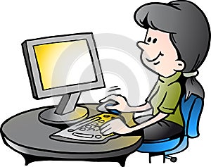 Vector Cartoon illustration of a Secretary at Work photo