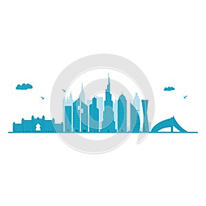 Vector Cartoon Illustration Of Skyline