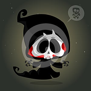 Vector cartoon illustration of spooky Halloween death skeleton character mascot isolated.