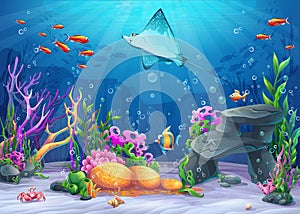 Vector cartoon illustration undersea photo