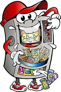 Vector Cartoon illustration of a Vending Machine selling Snacks photo