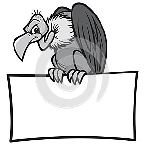 Black and White Vulture with Sign