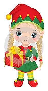 Vector Cartoon image of Cute Little Elf Girl