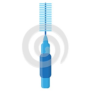 Vector cartoon interdental brush or floss for cleaning braces