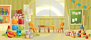 Vector cartoon interior of kindergarten room