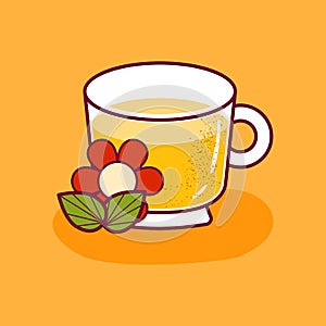 Vector cartoon isolated teacup with herbal tea