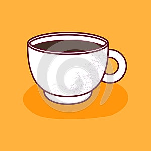 Vector cartoon isolated teacup with tea or coffee