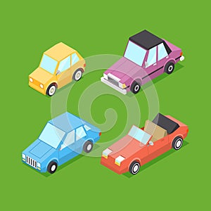 Vector Cartoon Isometric Cars