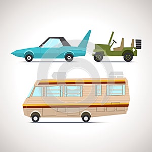 Vector Cartoon Isometric Cars