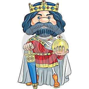 Vector cartoon king with a golden crown photo