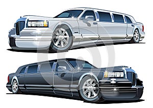 Vector Cartoon limousines set isolated on white