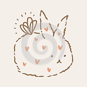 Vector cartoon magic fairy rabbit or bunny Easter cute childish illustration