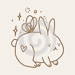 Vector cartoon magic fairy rabbit or bunny Easter cute childish illustration