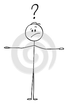 Vector Cartoon of Man or Businessman Deciding and Balancing Between Two Things. There is Empty Space for Your Text