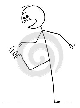 Vector Cartoon of Man or Businessman Who Step on Thumbtack or Drawing Pin or Pushpin. Its Stick in His Foot or Shoe.