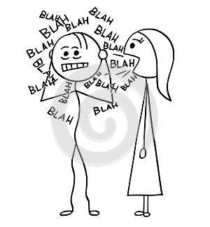 Vector Cartoon of Man Sick by Talking Woman