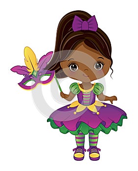 Vector Cartoon Mardi Gras Black Girl