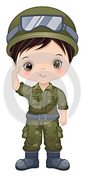 Vector Cartoon Military Boy. Vector Soldier