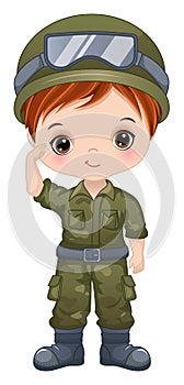 Vector Cartoon Military Boy. Vector Soldier