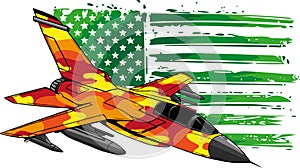 Vector illustration of Cartoon Military Jet Fighter Plane.