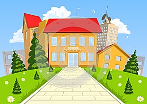 Vector cartoon modern school building