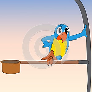 Vector cartoon moody parrot