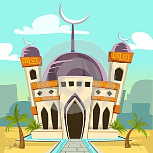 Vector cartoon mosque building illustration