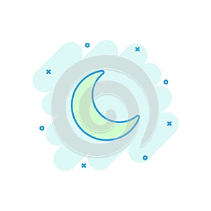 Vector cartoon nighttime moon and stars icon in comic style. Lunar night concept illustration pictogram. Moon business splash eff