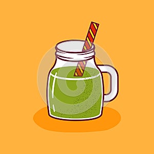 Vector cartoon non alcoholic green smoothie or cocktail icon