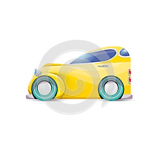 Vector cartoon orange car on white