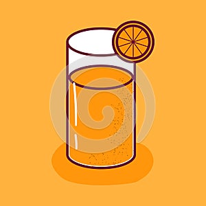 Vector cartoon orange juice in glass isolated icon