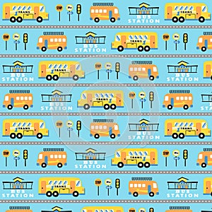 Vector cartoon pattern with buses