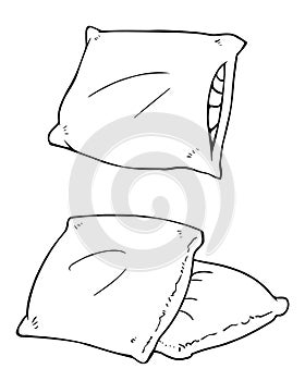 Vector cartoon pillows line art