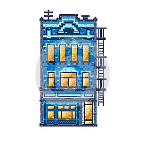 Vector Cartoon Pixelart City building Isolated Illustration