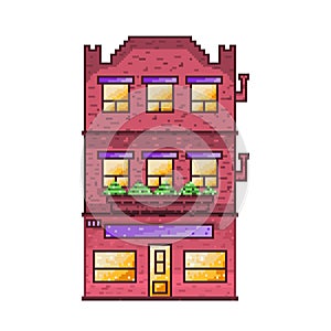 Vector Cartoon Pixelart City building Isolated Illustration