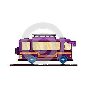 Vector Cartoon Pixelart City bus Isolated Illustration