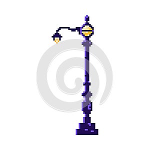 Vector Cartoon Pixelart City lamppost Isolated Illustration