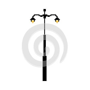 Vector Cartoon Pixelart City lamppost Isolated Illustration
