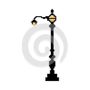 Vector Cartoon Pixelart City lamppost Isolated Illustration
