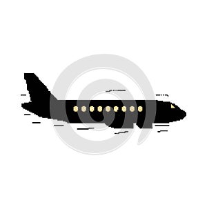 Vector Cartoon Pixelart City Plane Isolated Illustration