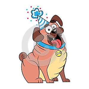 Vector Cartoon Pug Dog Character isolated illustration