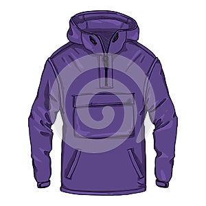 Vector Cartoon Purple Anorak. Rain Jacket