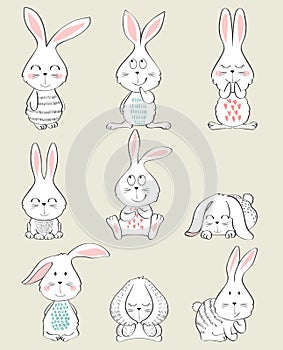 Vector Cartoon rabbits