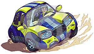 Vector Cartoon Rally Car Spinning Out or Drifting
