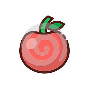 Vector cartoon red apple icon isolated on background