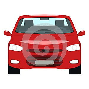 Vector cartoon red car front view