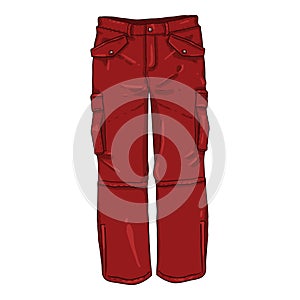 Vector Cartoon Red Winter Hiking Trousers