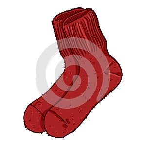 Vector Cartoon Red Woolen Socks