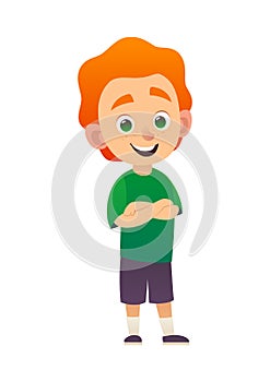 Vector cartoon redhead boy posing arms crossed