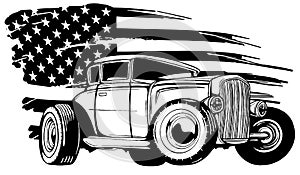 Vector Cartoon Retro Hot Rod vector illustration design